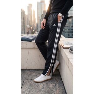 Adidas Vintage Black White 3 Stripe Track Pants Ankle Zip 159339 Mens Small Y2K‎